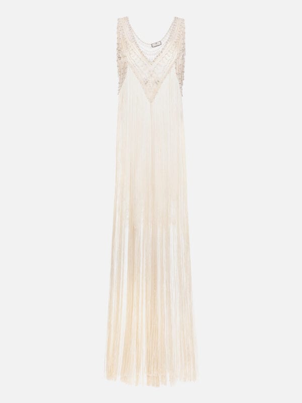 Tulle Red Carpet dress with fringes and beads